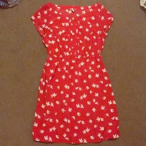 Red bird day dress